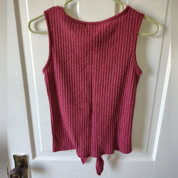 *5 for $25* Olivia Rae Women's Small Burgundy Ribbed Tank Top With Tie Front - Picture 9 of 11